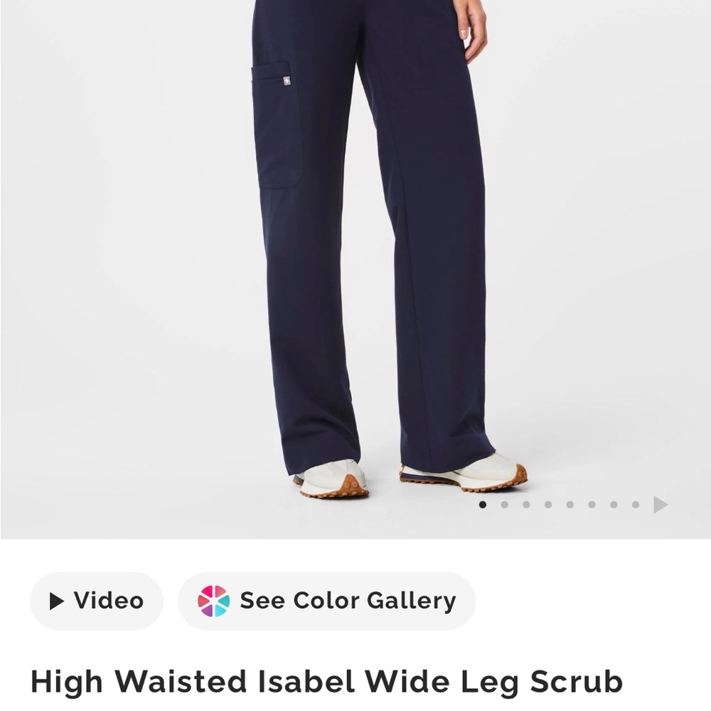 Figs Navy Blue High Waisted Isabel Wide Leg Scrub Pants